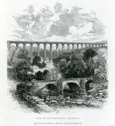 Udsigt over Pontcysyllte-akvædukten, 1861 af English School
